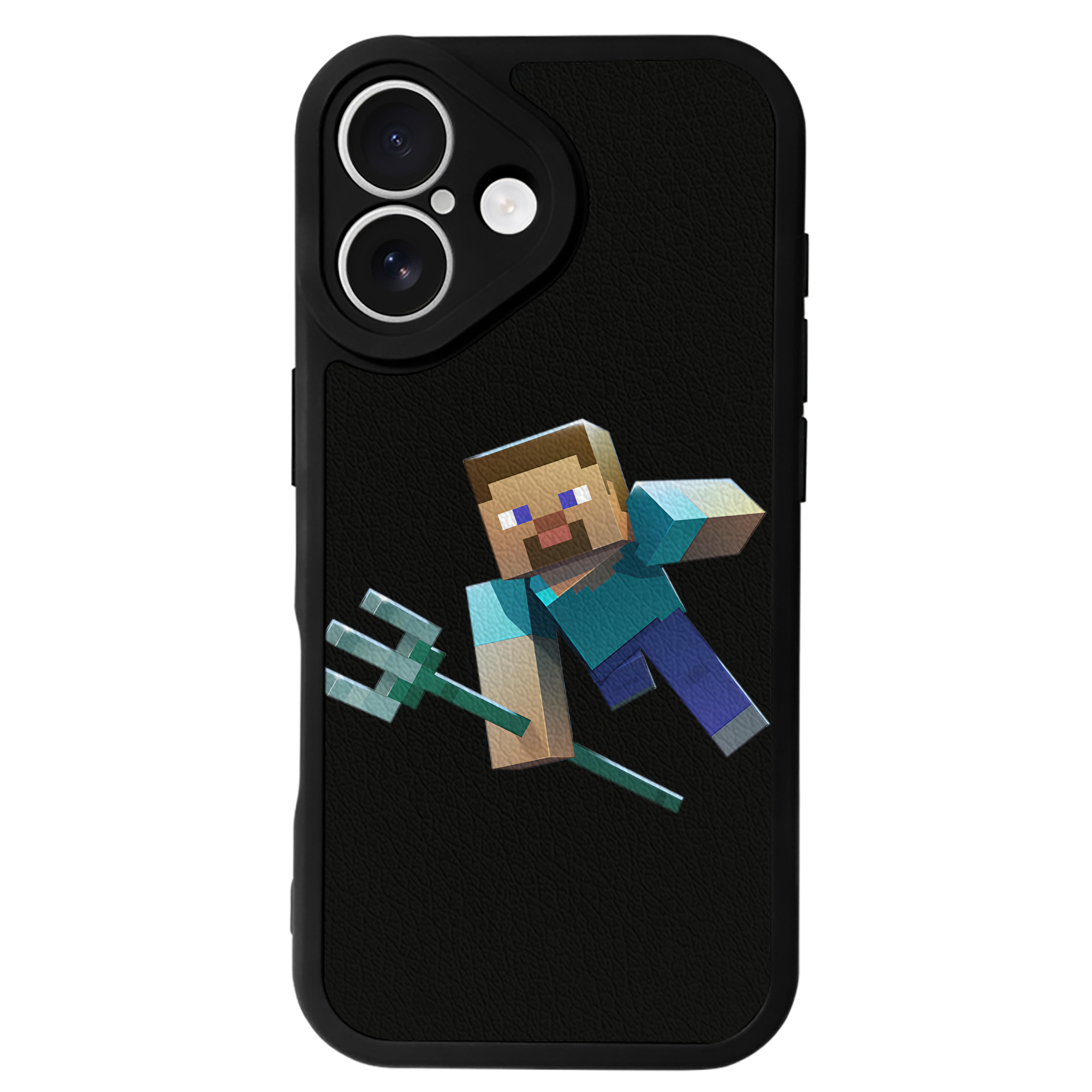 （画像用） マインクラフト ブロックの世界 Minecraft MC Block world 【iPhone 16シリーズ対応】シリコンスマホケース（レザー調） 材質：シリコン